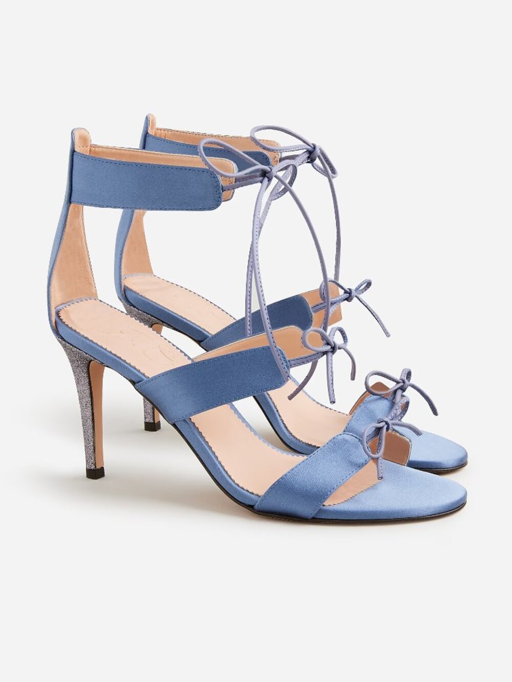 J.Crew Rylie Italian Satin Lace-Up Heels In Delphinium Blue Size 8.5M